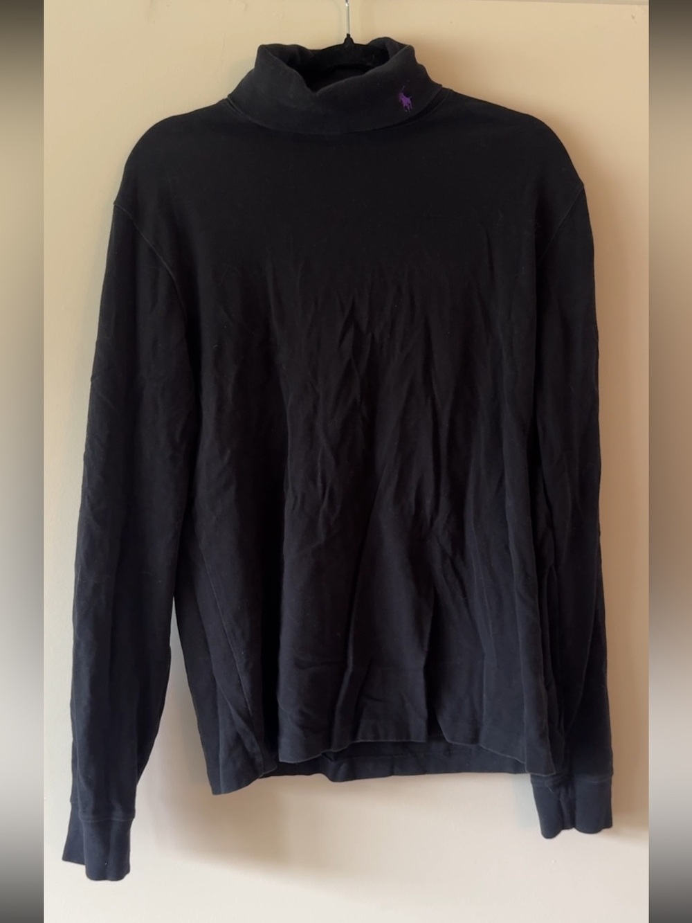 Polo Ralph Lauren Black Turtleneck with Purple Pony